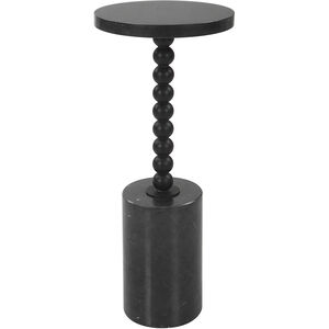 Bead 24 X 10 inch Black Marble and Satin Black Iron Drink Table