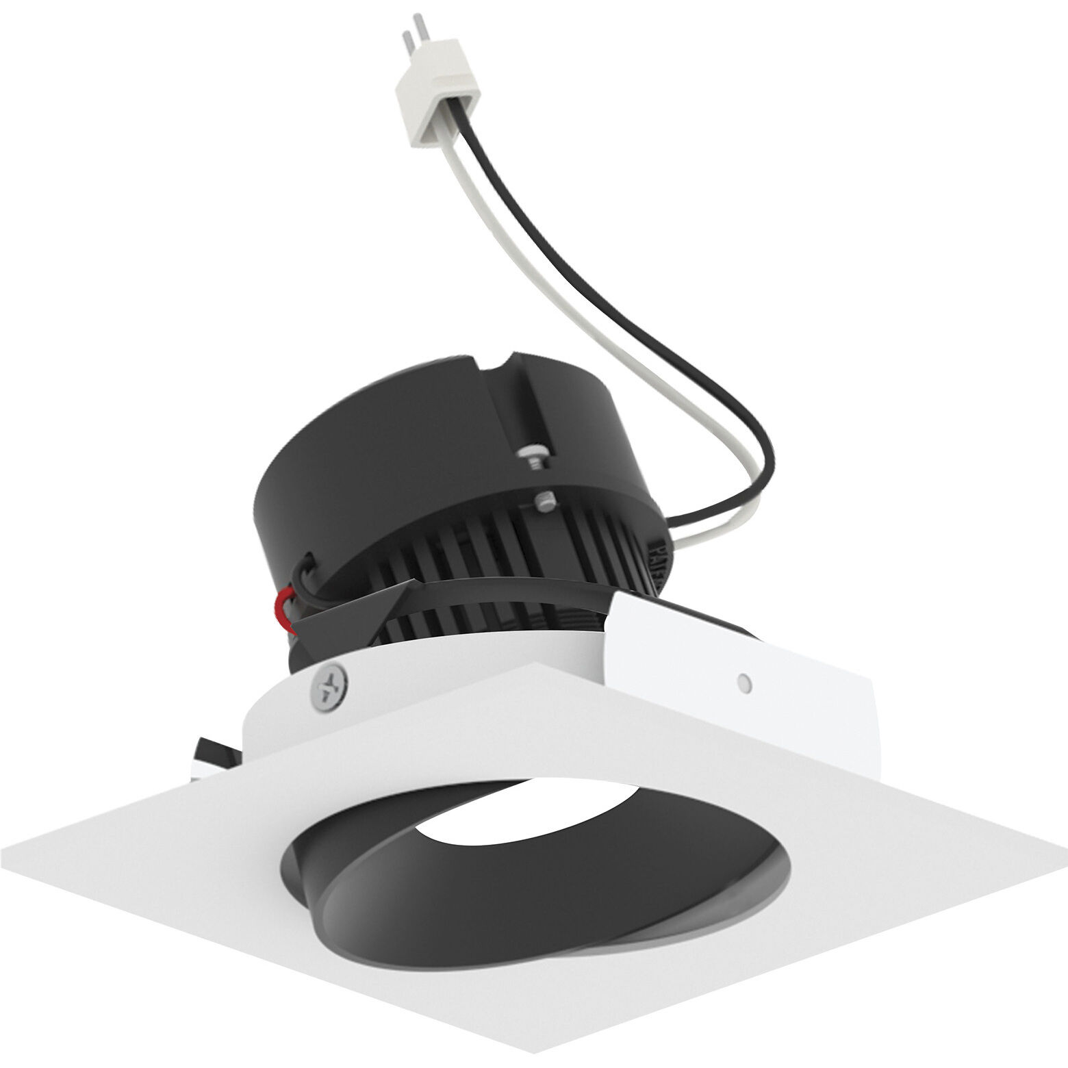 Pearl Black Reflector / Warm White Flange LED Square Adjustable Cone Retrofit in 3000K, Black / Warm White, 4" Retrofit