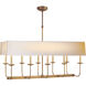 Chapman & Myers Linear Branched 10 Light 36 inch Hand-Rubbed Antique Brass Linear Chandelier Ceiling Light in Natural Paper