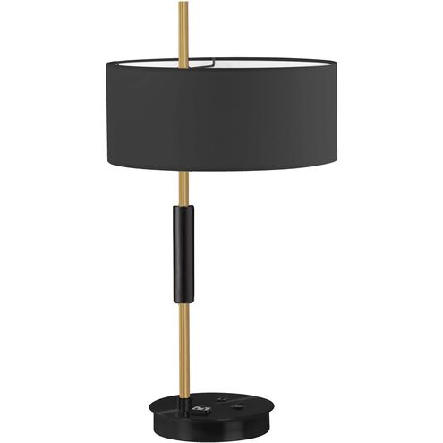Fitzgerald 26.5 inch 100.00 watt Matte Black with Aged Brass and Black Task Table Lamp Portable Light in Matte Black and Aged Brass