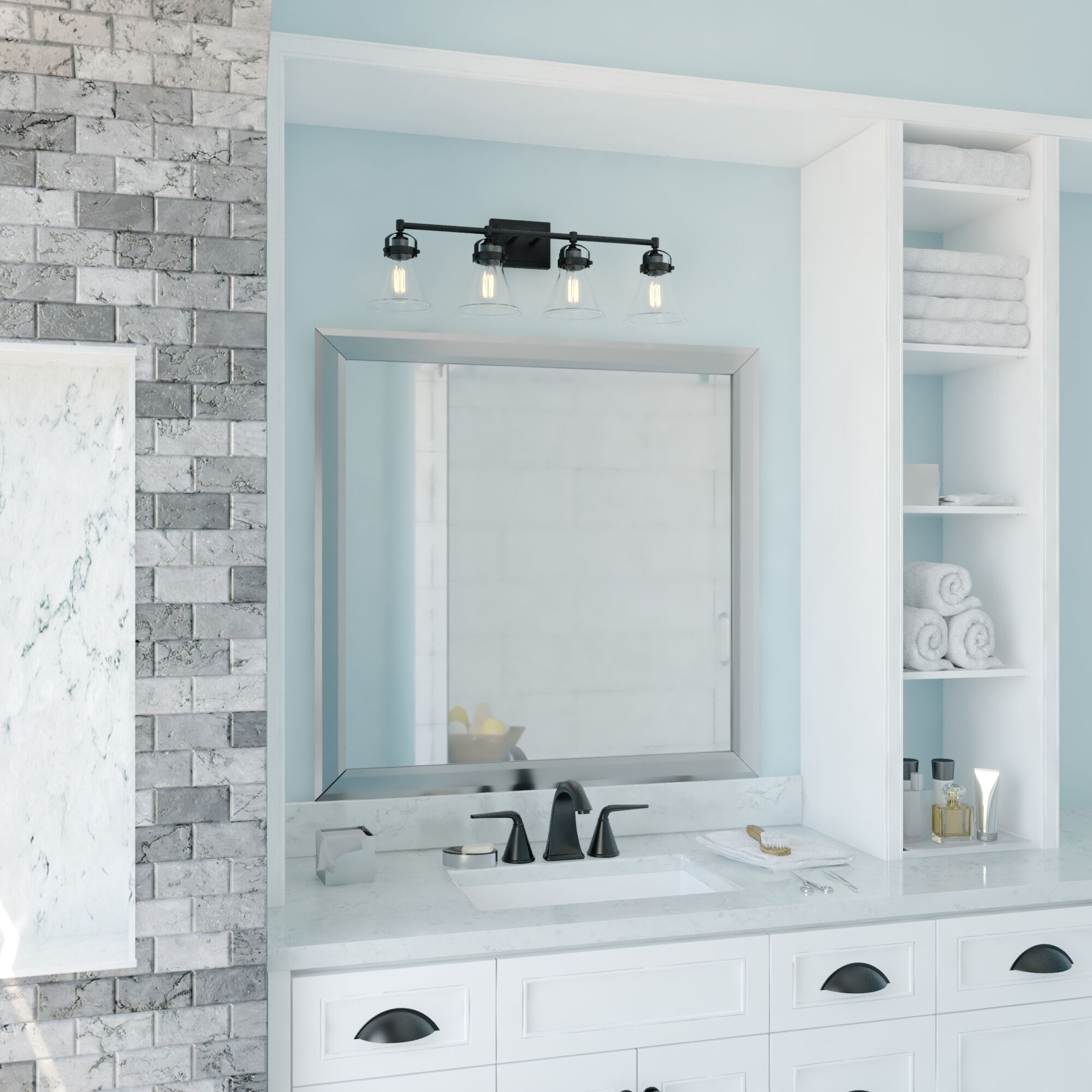 Mason LED 32.5 inch Charcoal Black Bathroom Light Wall Light in 4