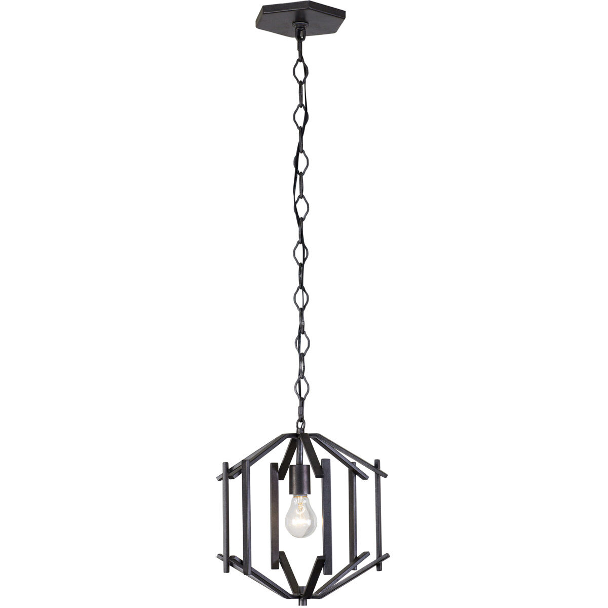 Offset 1 Light 12 inch Forged Iron Pendant Ceiling Light