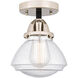 Nouveau 2 Olean 1 Light 7 inch Black Polished Nickel Semi-Flush Mount Ceiling Light in Seedy Glass