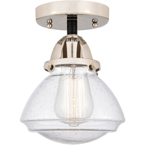 Nouveau 2 Olean 1 Light 7 inch Black Polished Nickel Semi-Flush Mount Ceiling Light in Seedy Glass