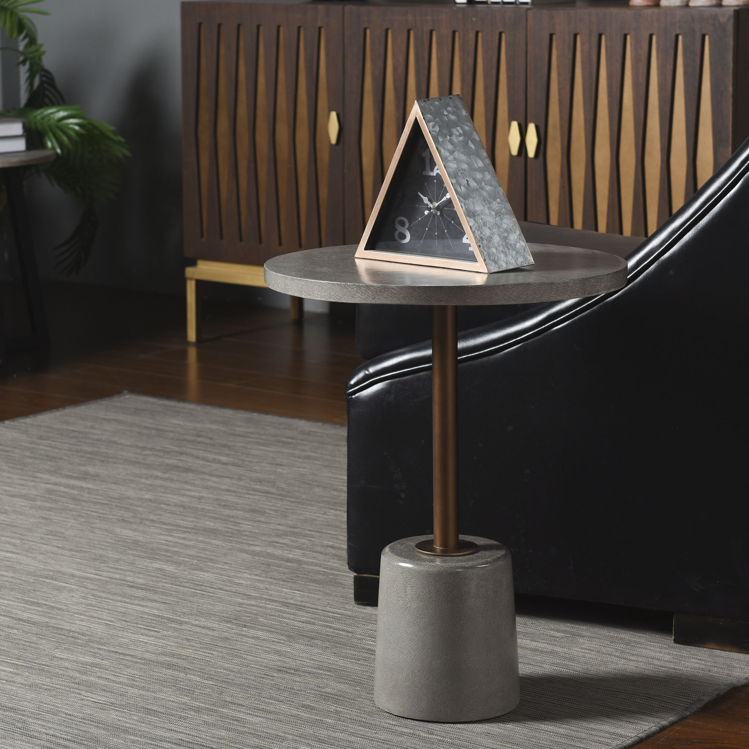 Cameron 56 inch Gray and Aged Bronze Side Table