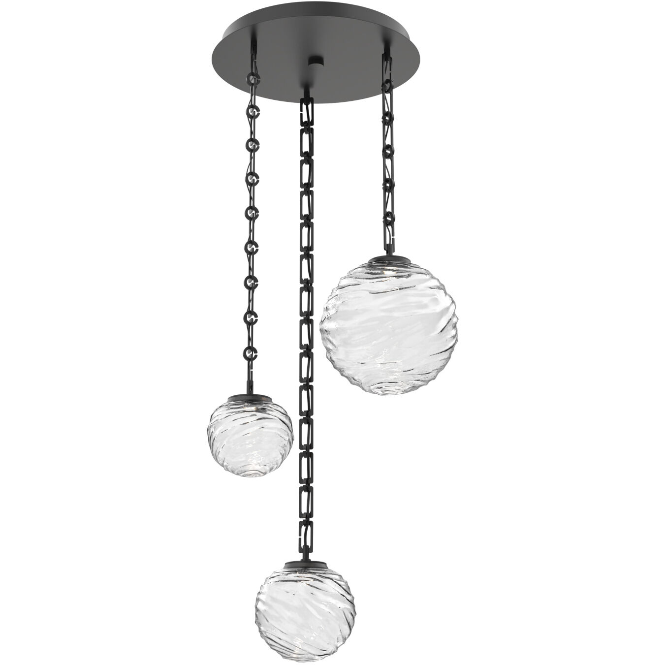 Gaia LED 22.3 inch Matte Black Multi-Pendant Ceiling Light in 3000K LED, Clear, Rectangular Chain