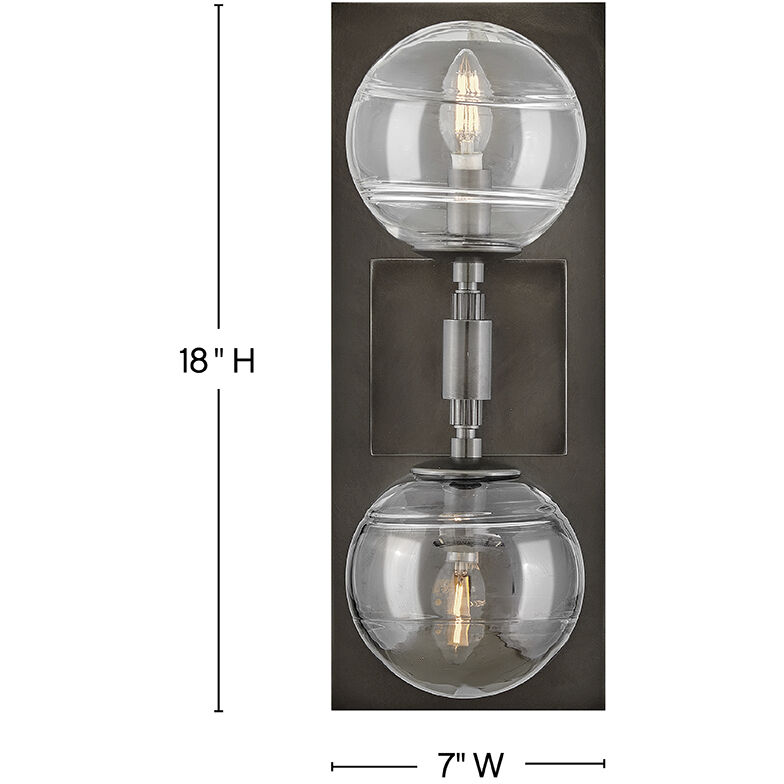 Oberon 2 Light 7 inch Black Oxide Sconce Wall Light