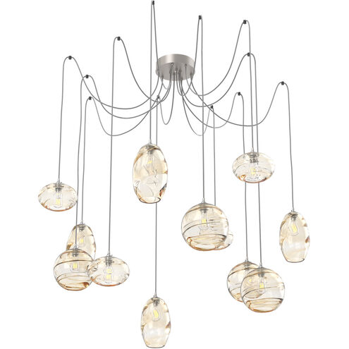 Misto 12 Light 15.5 inch Metallic Beige Silver Swag Multi-Pendant Ceiling Light in Amber Optic