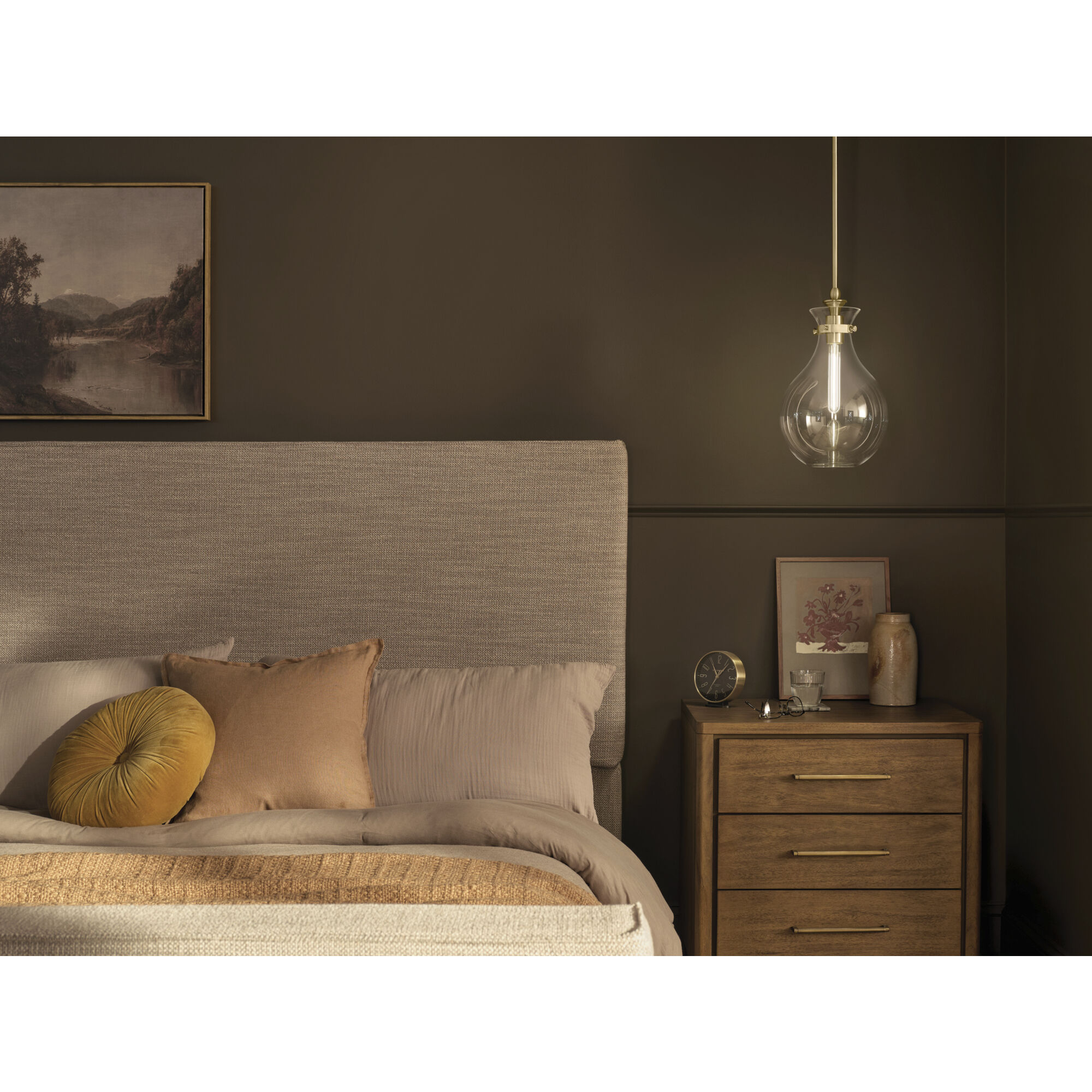 Laria 1 Light Champagne Bronze Pendant Ceiling Light in Clear