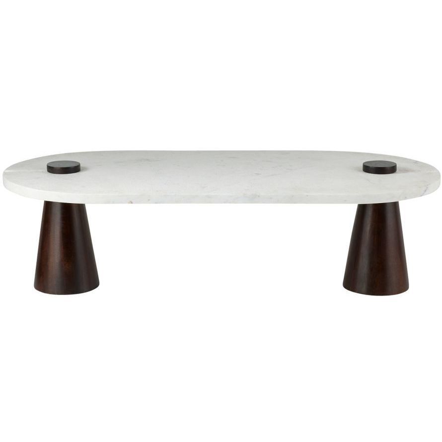 Delaney 52 X 24 inch White Marble and Umber Mango Wood Coffee Table