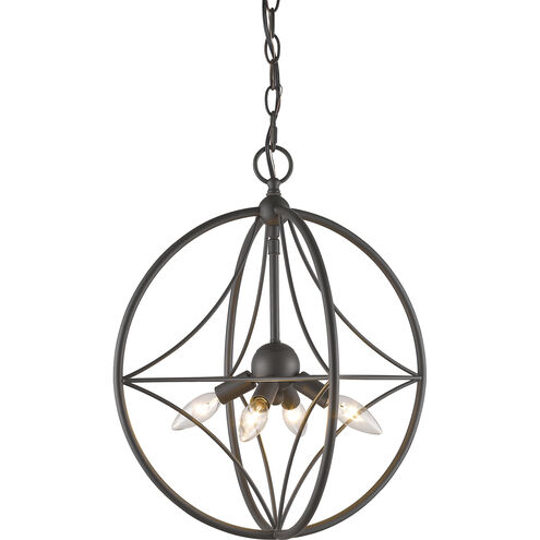 Cortez 4 Light 16 inch Bronze Pendant Ceiling Light in Bronze Steel