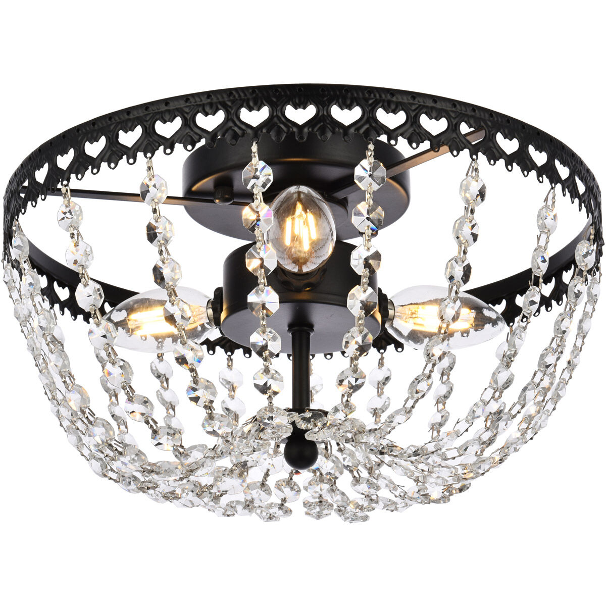 Kylie 3 Light 14 inch Black Flush Mount Ceiling Light