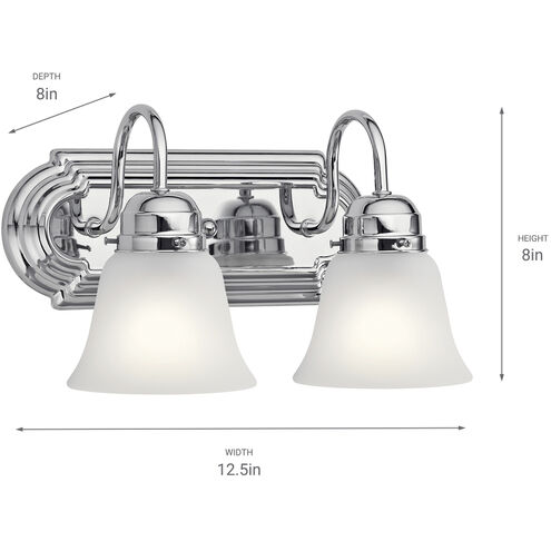 Independence 2 Light 12 inch Chrome Wall Mt Bath 2 Arm Wall Light
