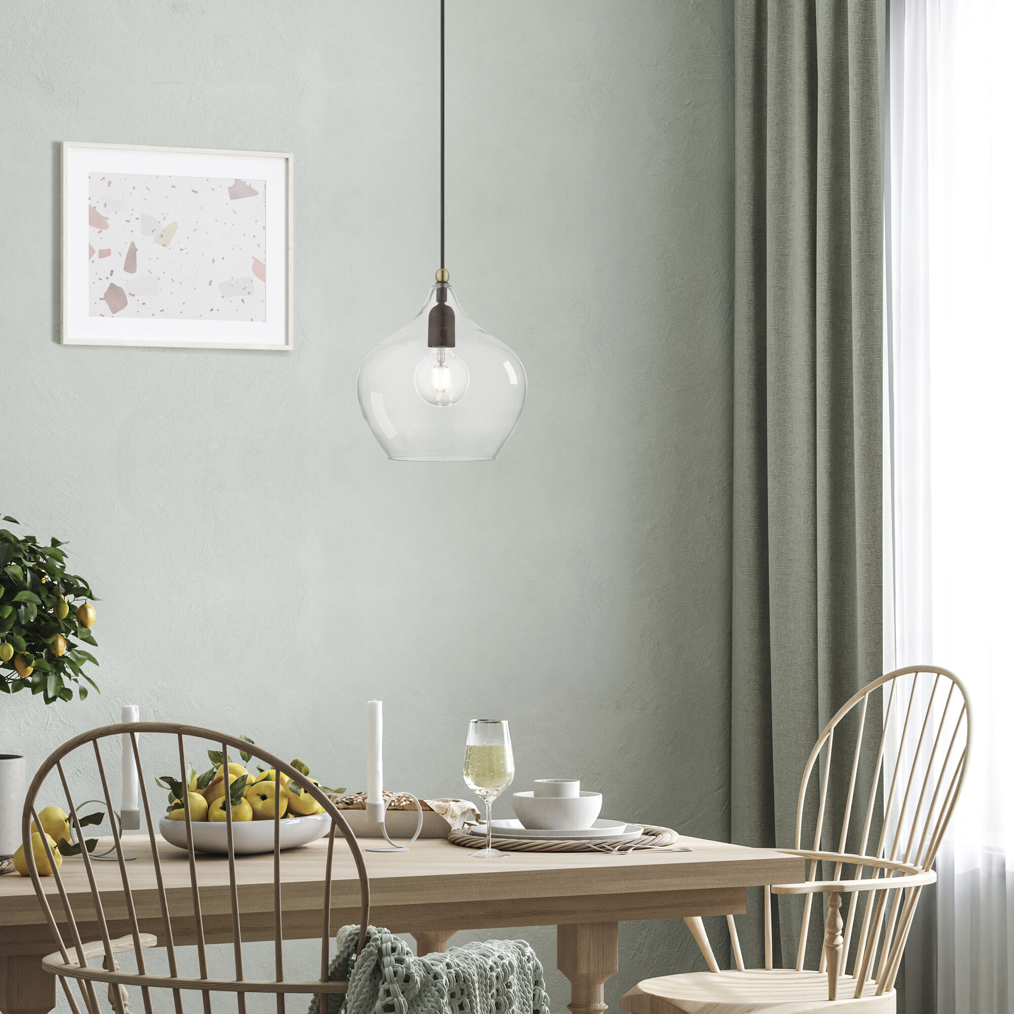 Aldrich 1 Light 9.75 inch Bronze with Antique Brass Accent Pendant Ceiling Light