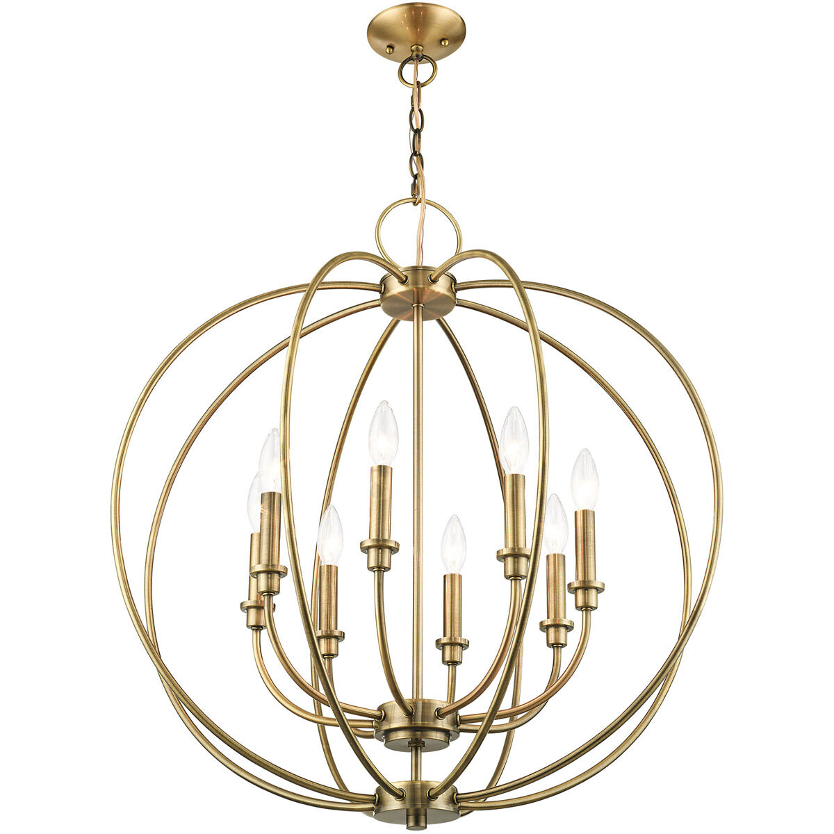 Milania 8 Light 28 inch Antique Brass Chandelier Ceiling Light 