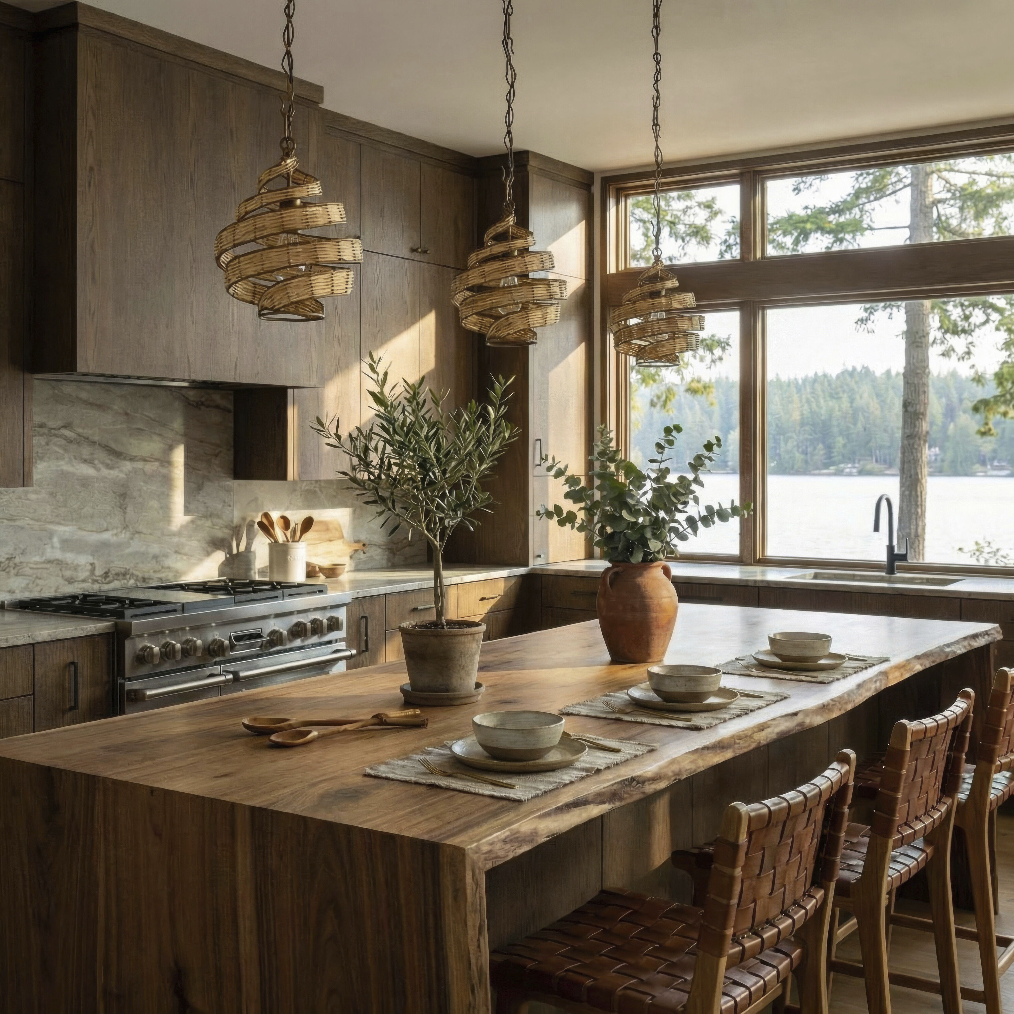Flow 1 Light 10 inch Baguette and Natural Rattan Mini Pendant Ceiling Light in Baguette/Natural Rattan, Smithsonian Collaboration