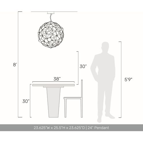 Spheris LED 23.63 inch Natural Brass Globe Pendant Ceiling Light