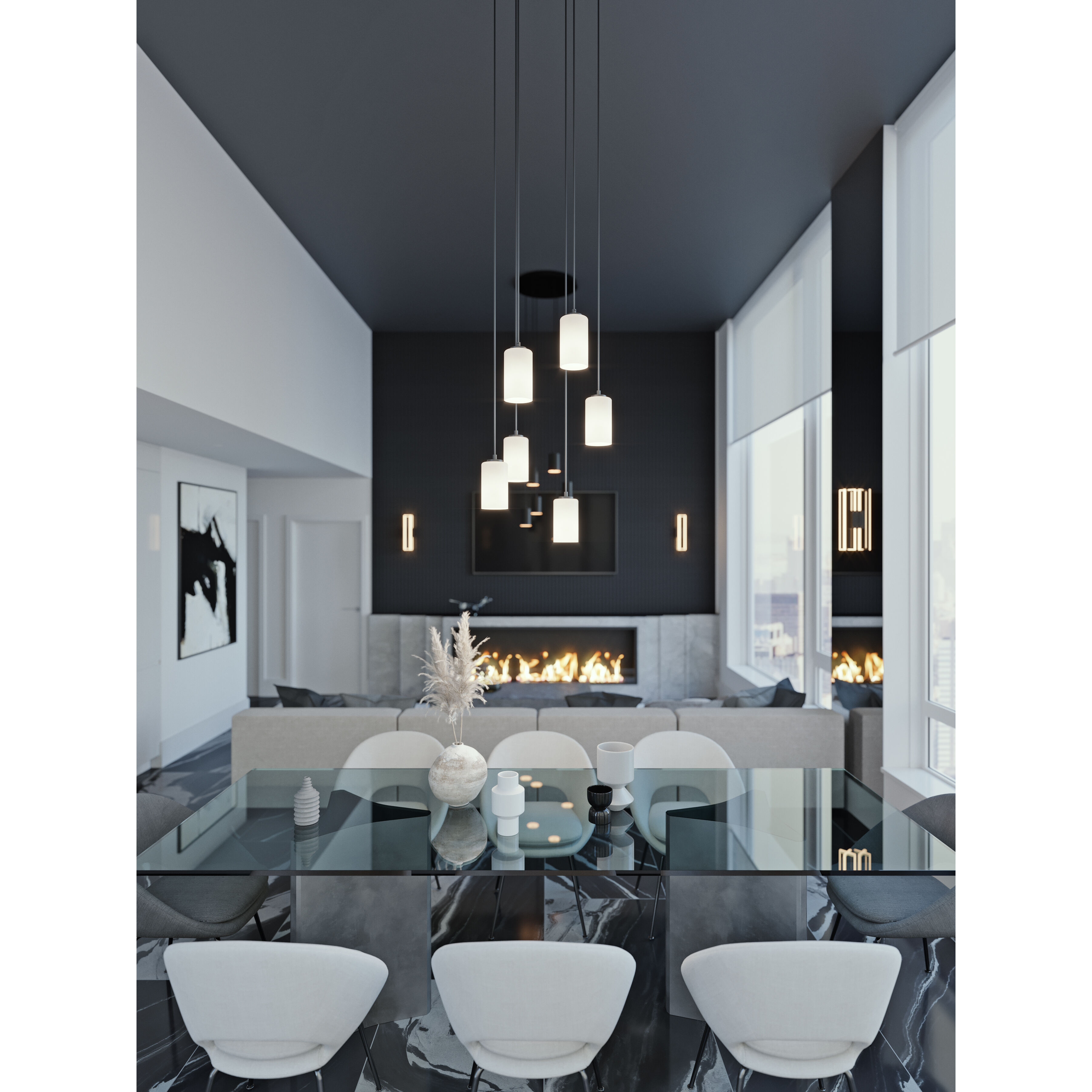 Leo 6 Light 24 inch Black Pendant Ceiling Light
