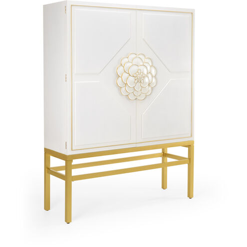 Shayla Copas White/Metallic Satin Gold/Metallic Satin Gold Bar Cabinet