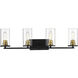 Pasadena 4 Light 32 inch Matte Black/Heirloom Bronze Vanity Light Wall Light