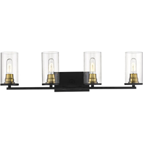 Pasadena 4 Light 32 inch Matte Black/Heirloom Bronze Vanity Light Wall Light