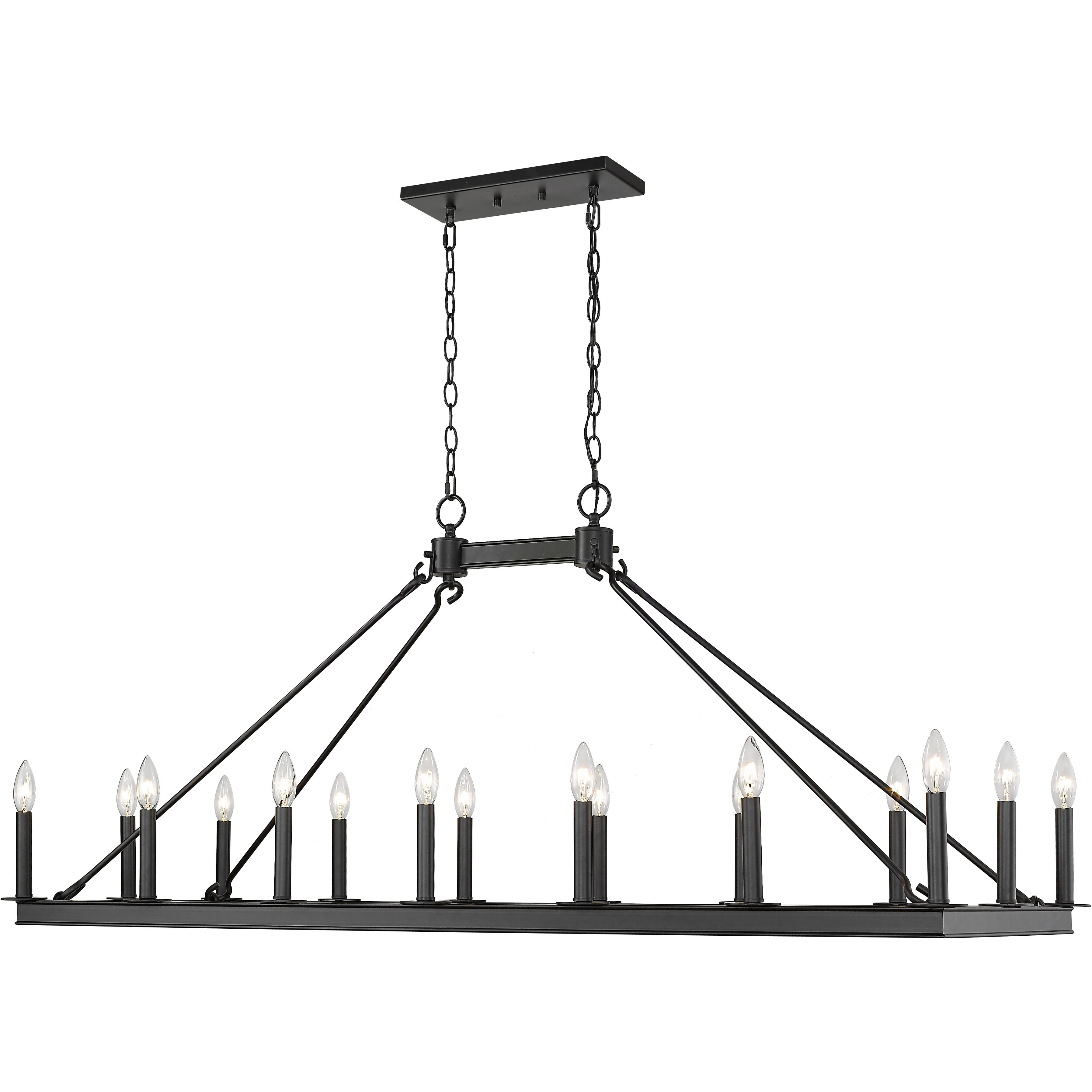 Barclay 16 Light 56 inch Matte Black Linear Chandelier Ceiling Light