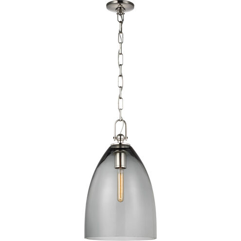 Chapman & Myers Andros LED 12 inch Polished Nickel Pendant Ceiling Light in Smoked Glass, Large