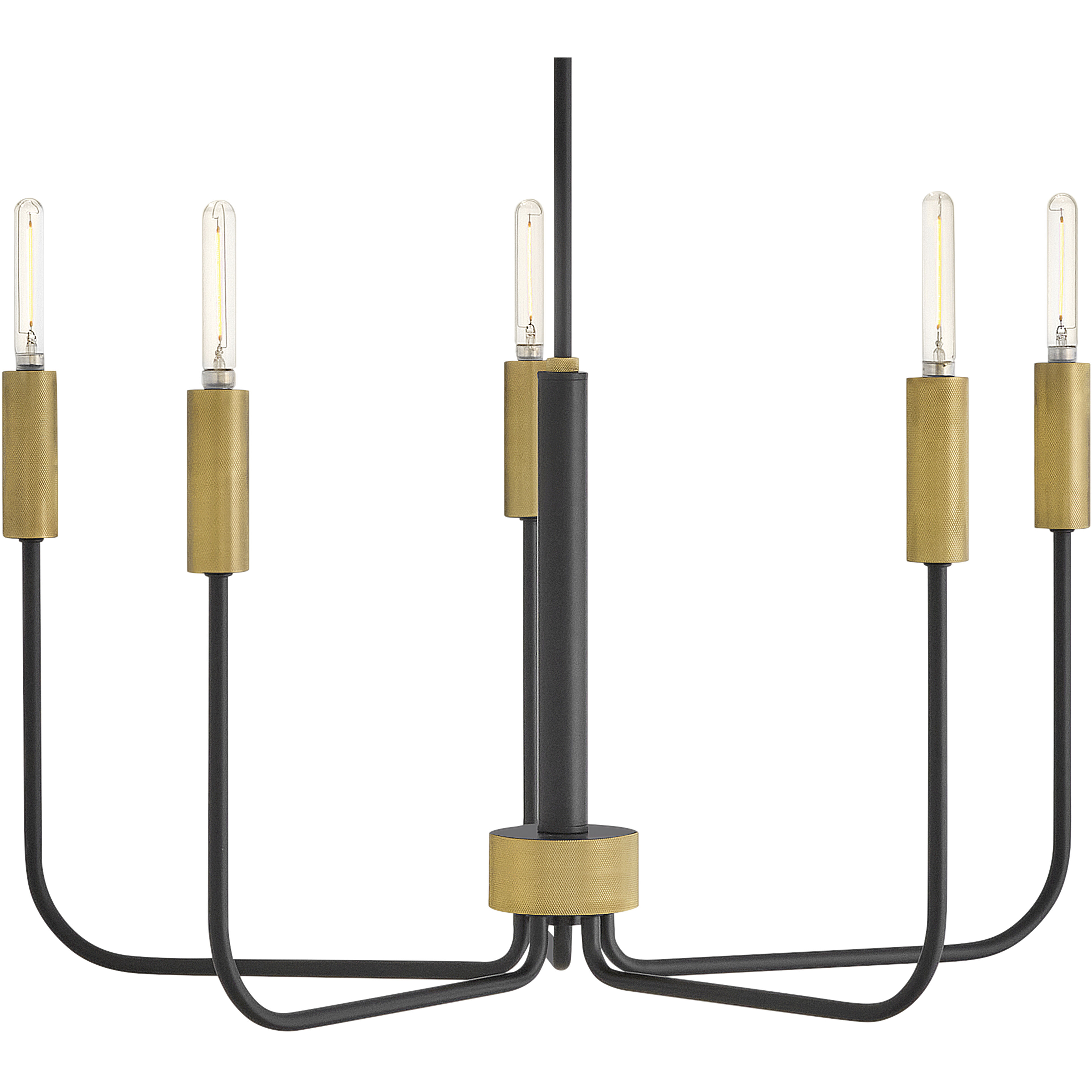 Austen 5 Light 28.25 inch Black with Lacquered Brass Chandelier Ceiling Light