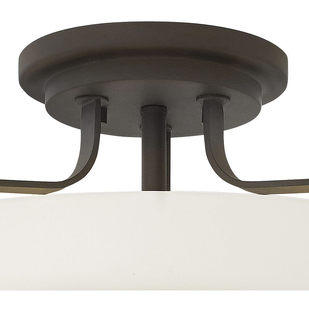 Harper 3 Light 18 inch Oil Rubbed Bronze Indoor Semi-Flush Mount Ceiling Light in White