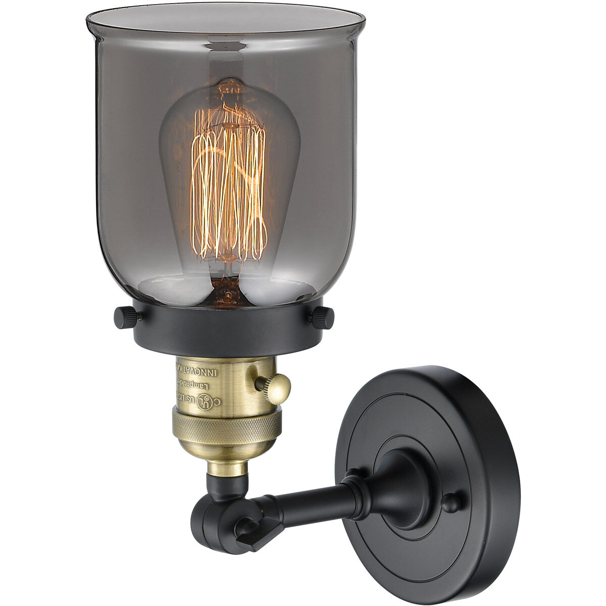 Franklin Restoration Small Bell LED 5 inch Black Antique Brass Sconce Wall Light, Franklin Restoration