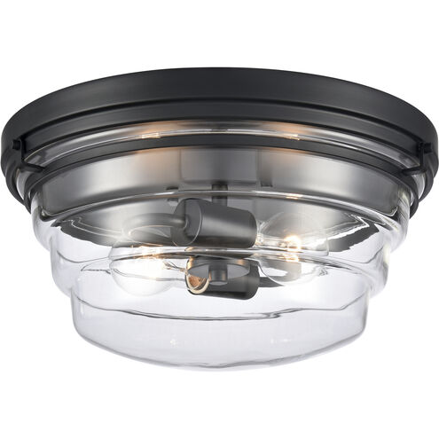 Boyer 2 Light 14 inch Matte Black Flush Mount Ceiling Light