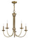 Estate 5 Light 25 inch Antique Brass Chandelier Ceiling Light