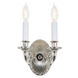 Traditional Brass 2 Light 7 inch Polished Nickel Wall Sconce Wall Light