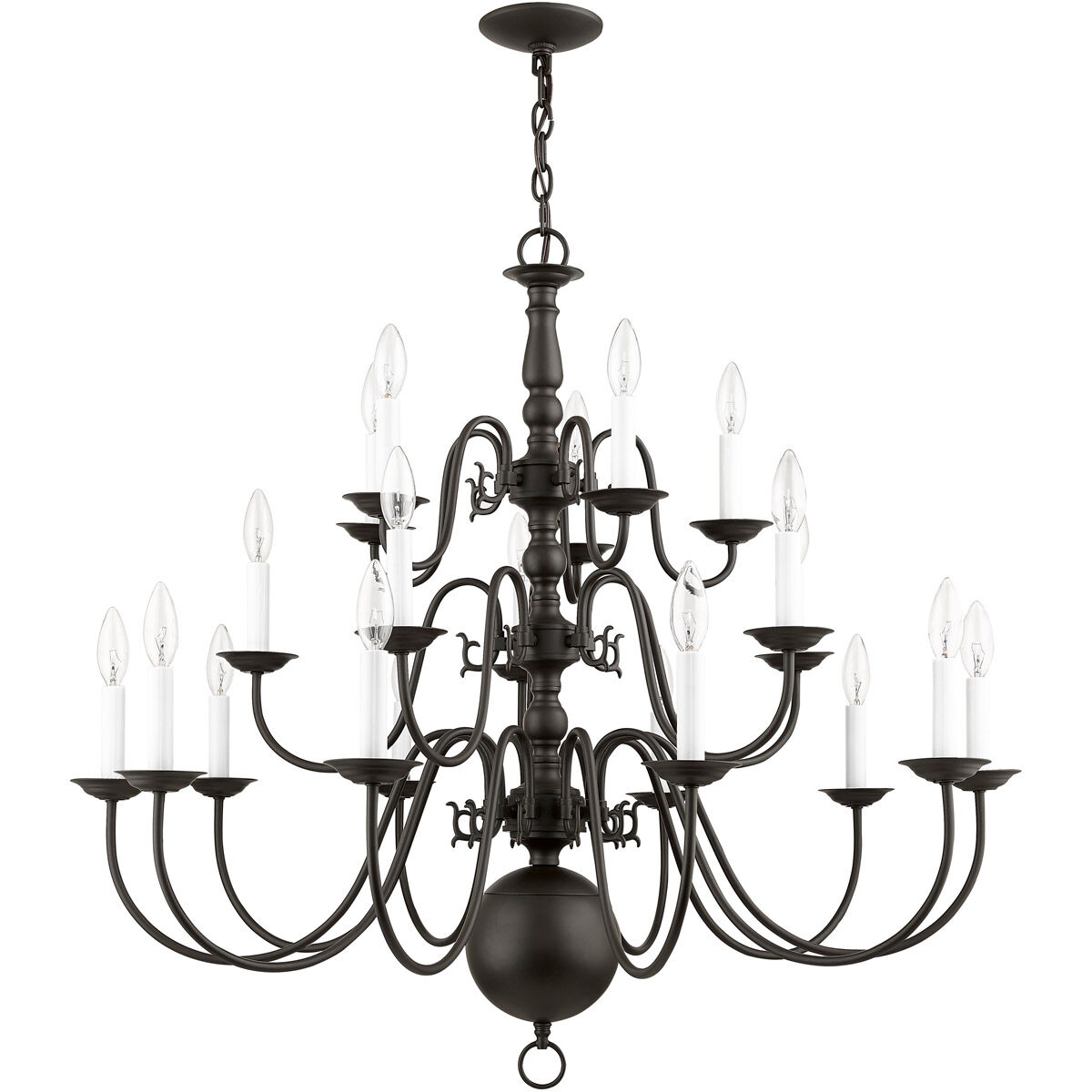 Williamsburgh 20 Light 36 inch Bronze Chandelier Ceiling Light
