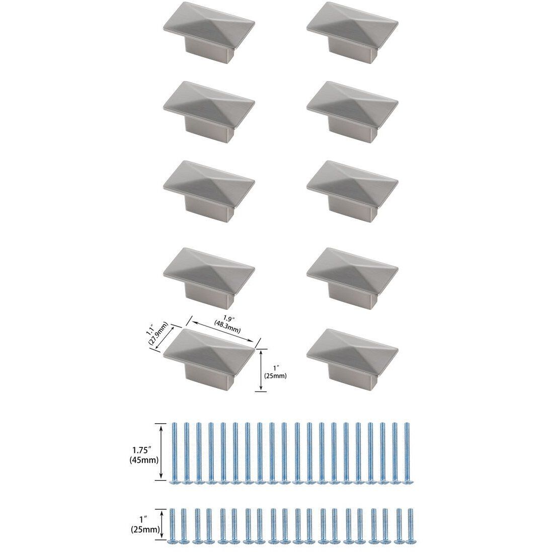 Perry Brushed Nickel Hardware Cabinet Knob, Set of 10