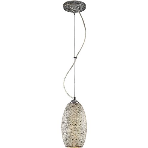 Bellisimo 1 Light 7 inch Chrome with White Crackle Mini Pendant Ceiling Light in White Crackled