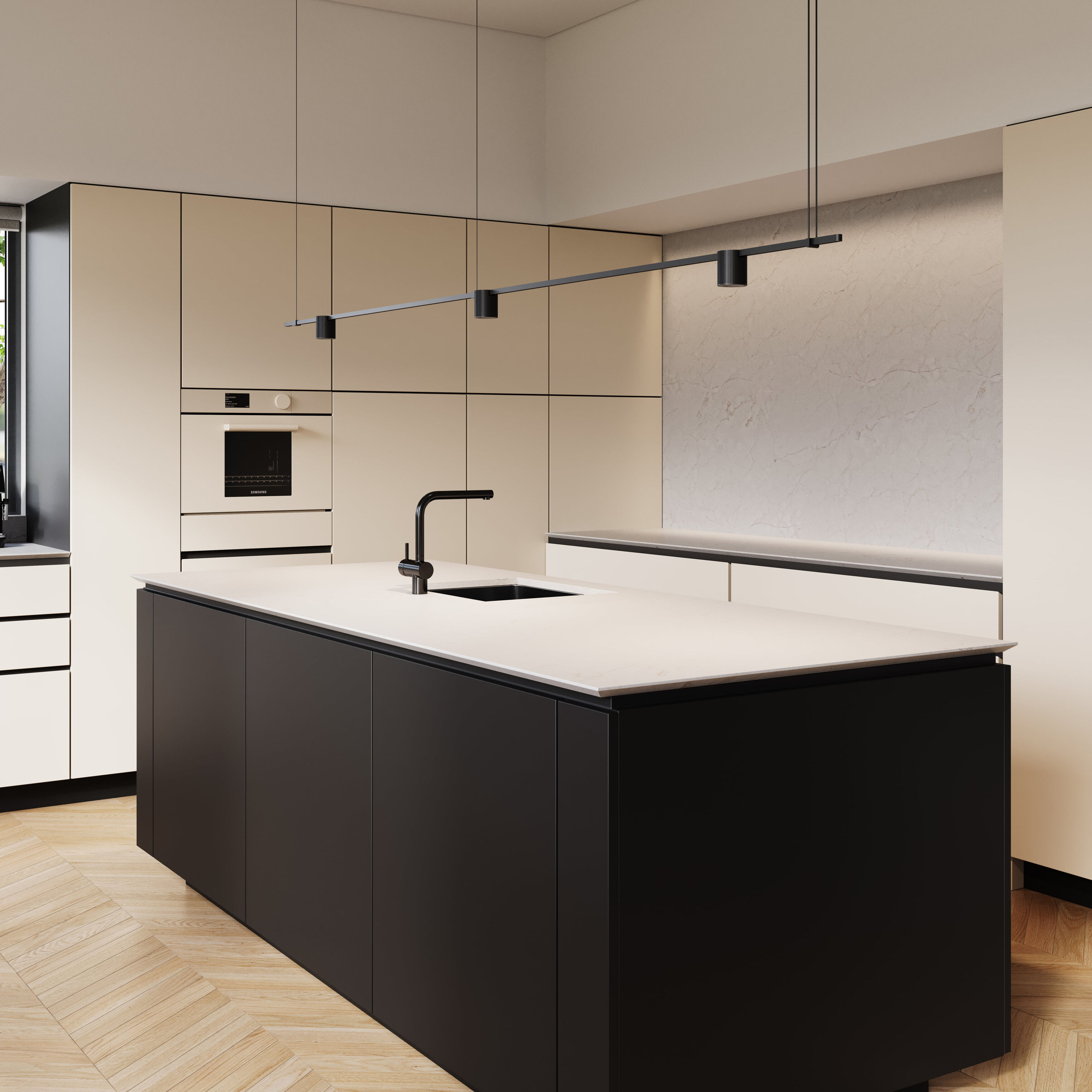 Suspenders LED 97 inch Satin Black Suspension Ceiling Light