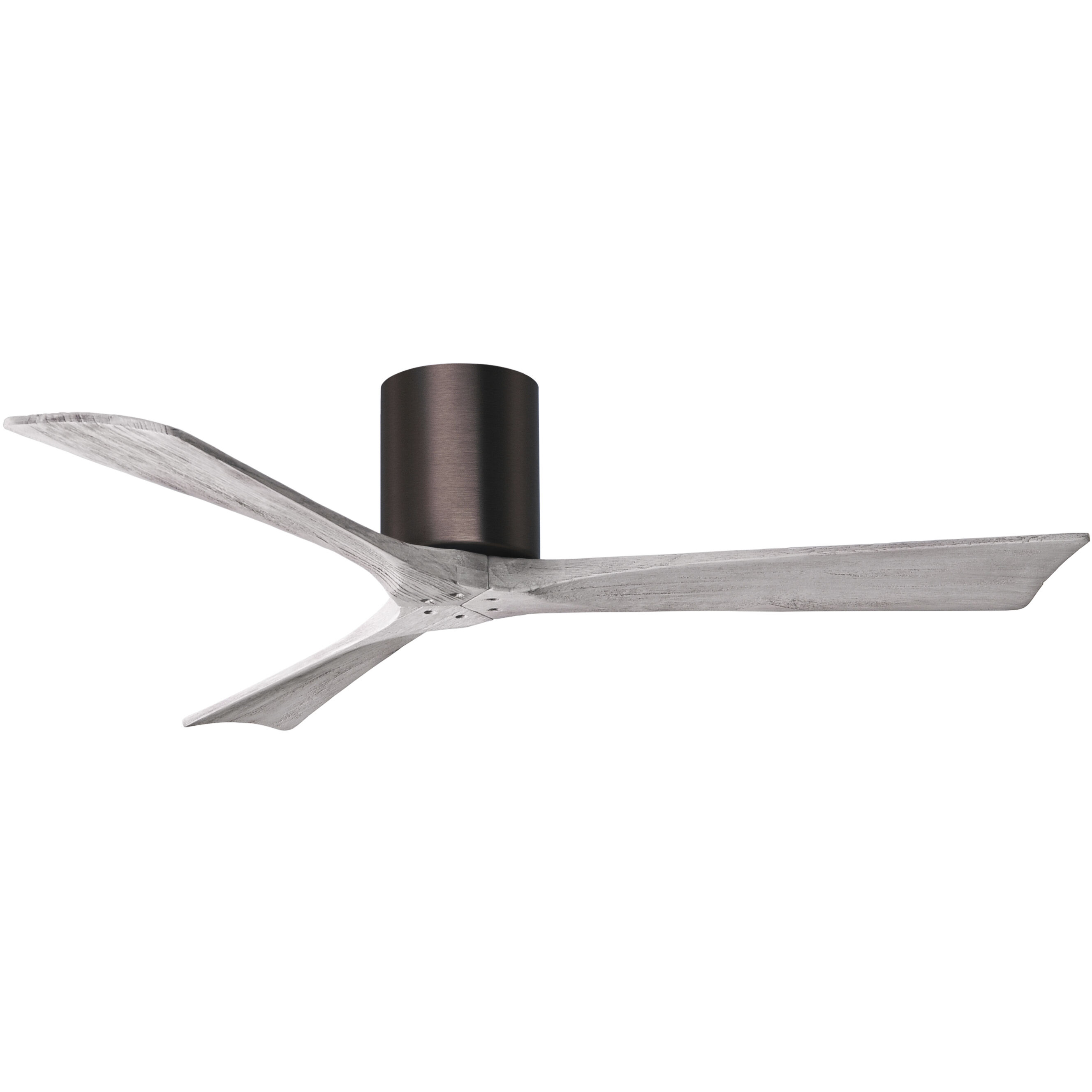 Atlas Irene-3H 52 inch Brushed Bronze with Barn Wood Tone Blades Flush Mount Paddle Fan, Flush Mounted