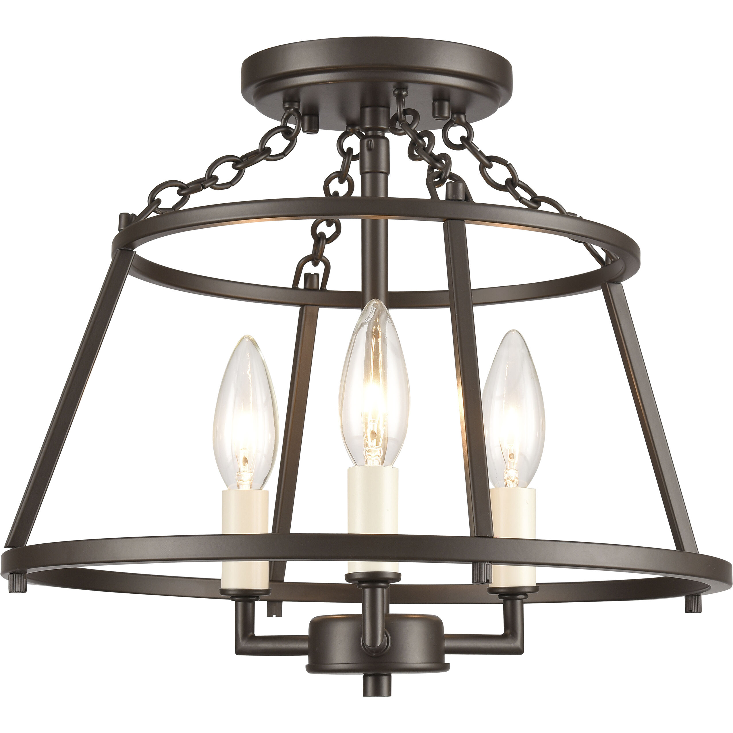 Joanie 3 Light 13 inch Old Bronze Semi Flush Mount Ceiling Light