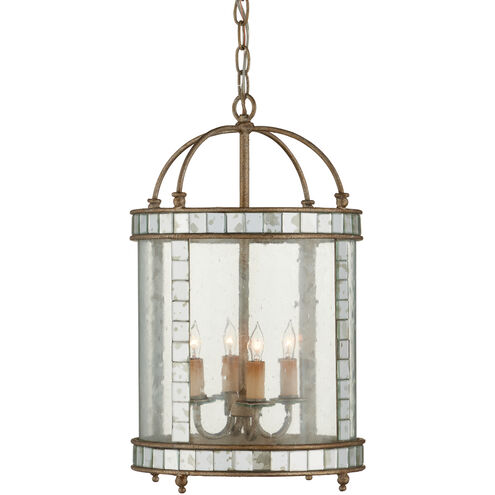 Bering 4 Light 13 inch Harlow Silver Leaf/Antique Mirror Chandelier Ceiling Light, Small