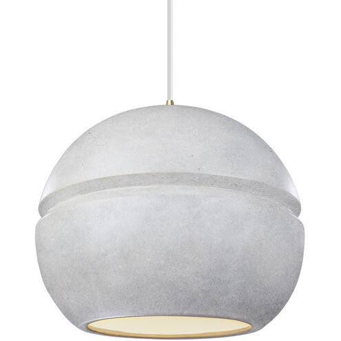 Radiance Collection LED 12 inch Antique Brass and Concrete and White Pendant Ceiling Light
