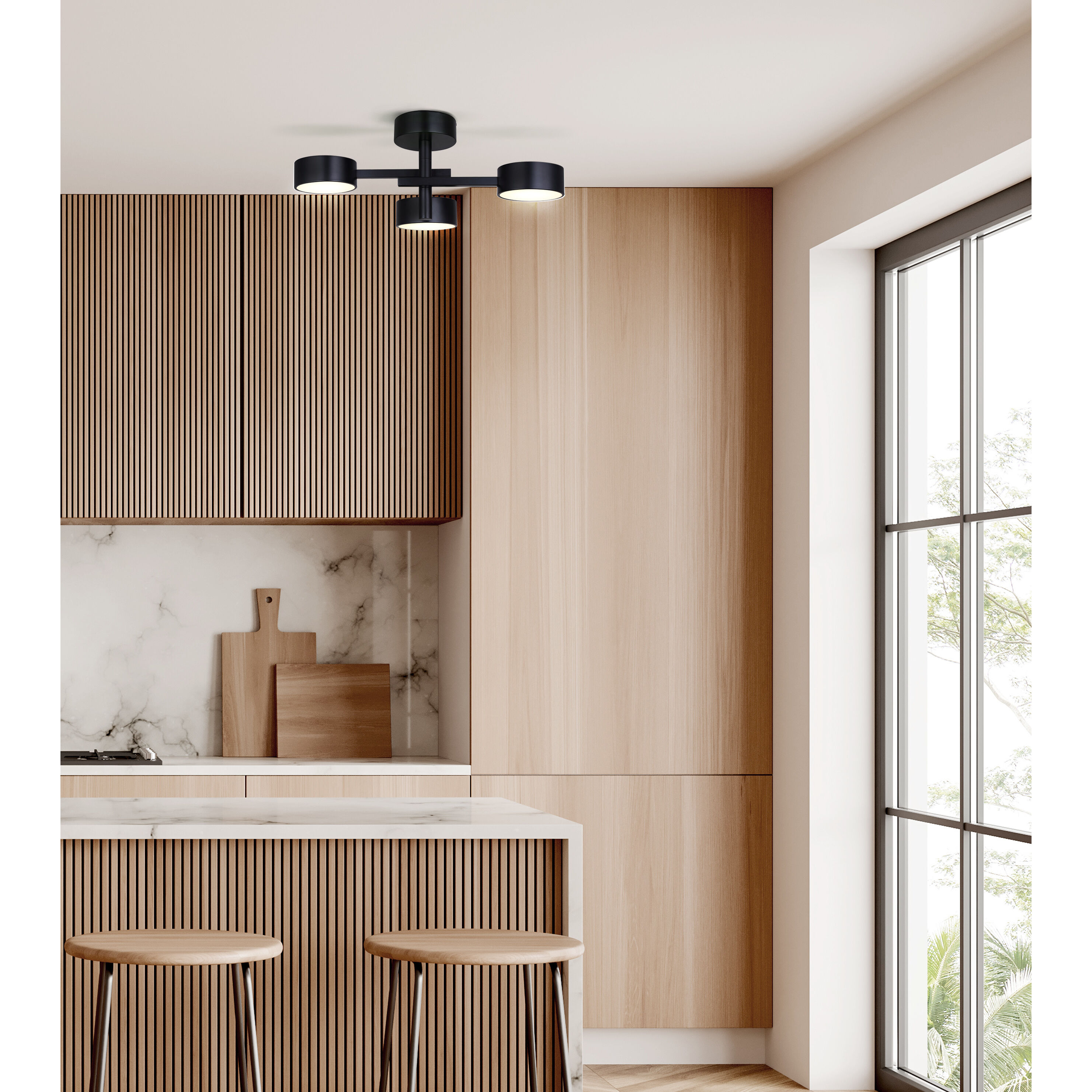 Montgomery LED 24.25 inch Black Semi-Flush Mount Ceiling Light