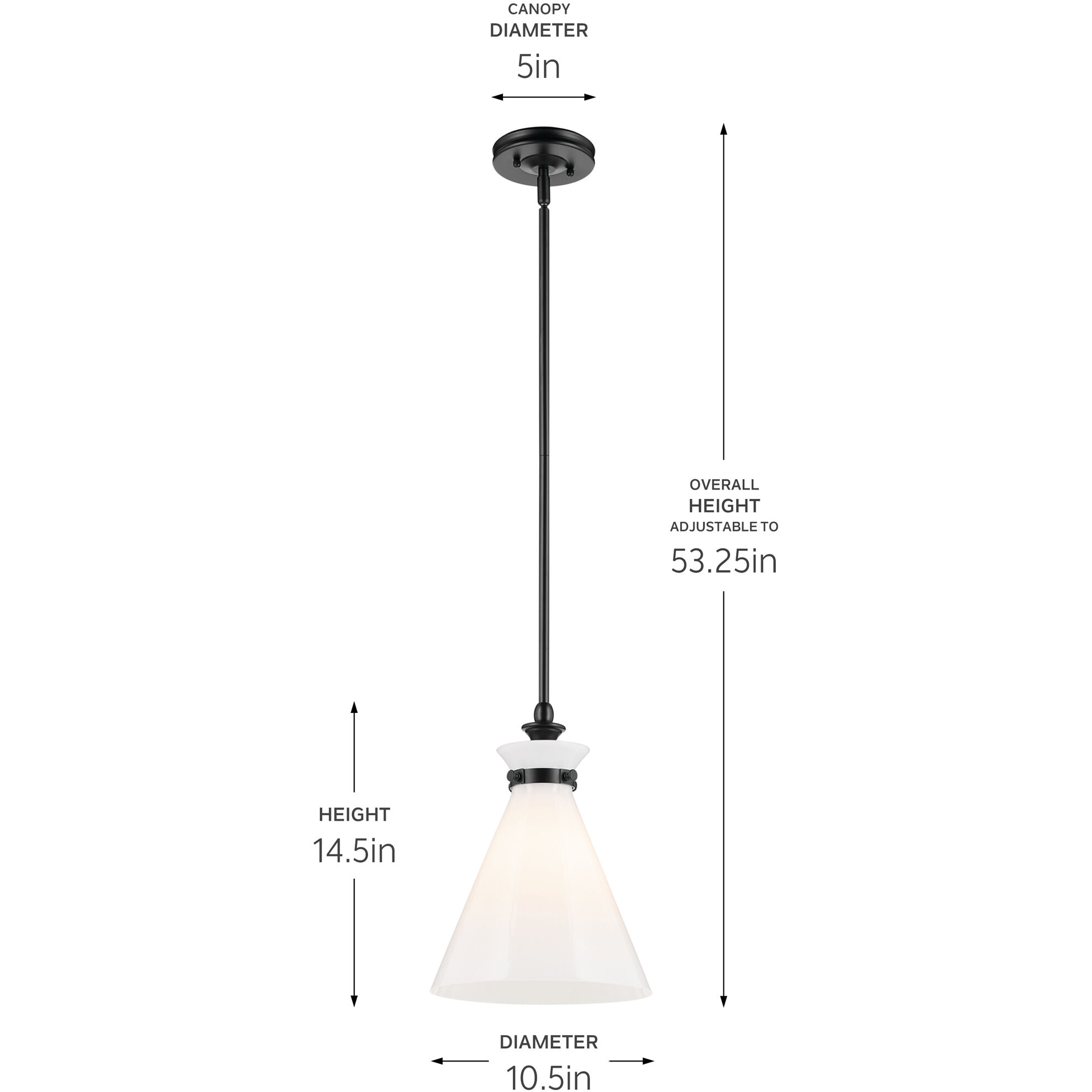Laria 1 Light Black Pendant Ceiling Light in Opal