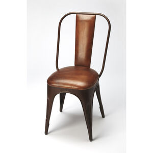 Industrial Chic Riggins Iron & Leather Brown Leather Accent Chair