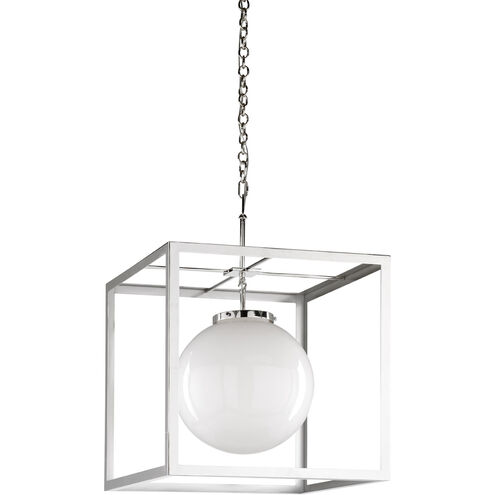 Matthew Frederick International 1 Light 22 inch Polished Nickel/Milk Chandelier Ceiling Light