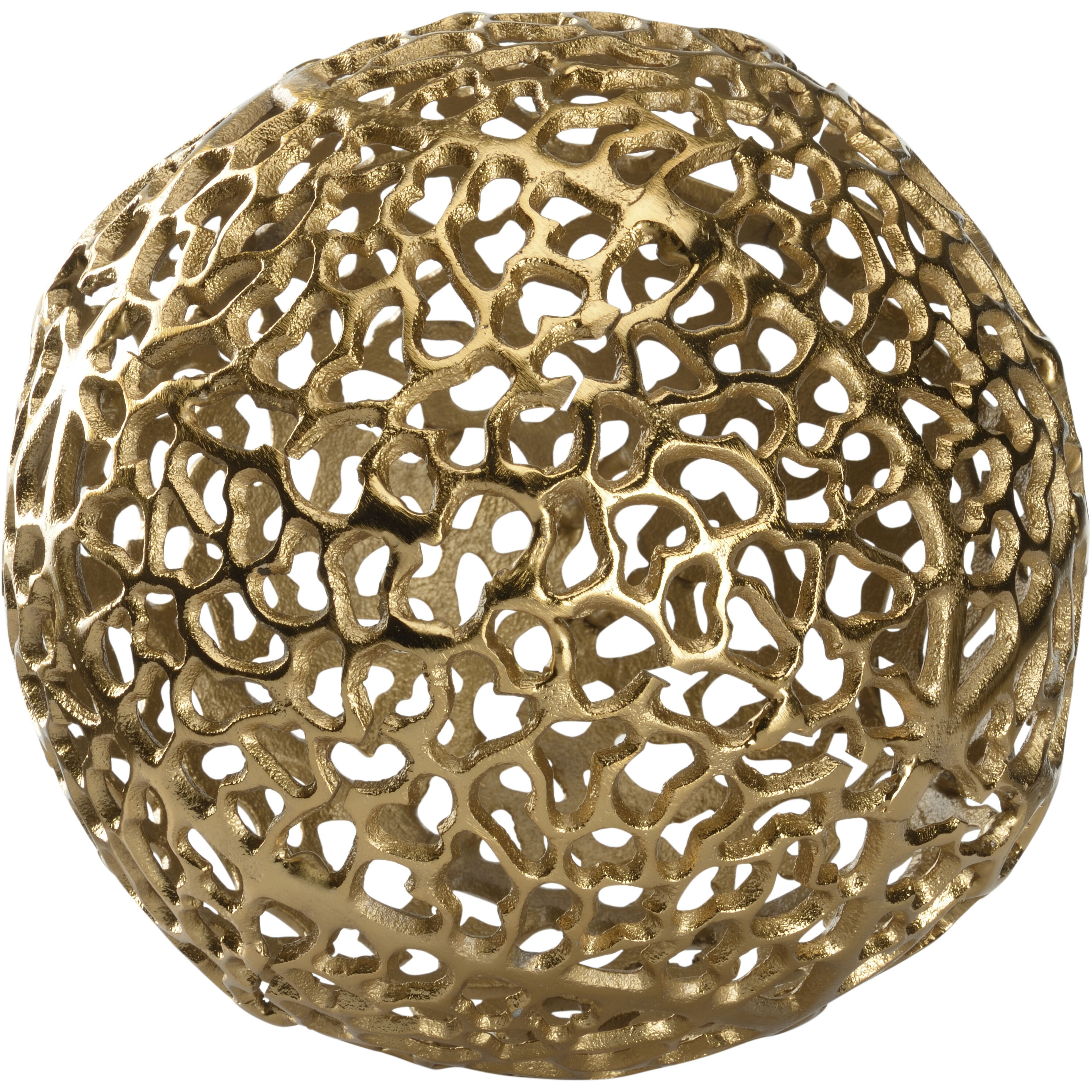 Gold Torch Coral Sphere Gold Decorative Object, Large