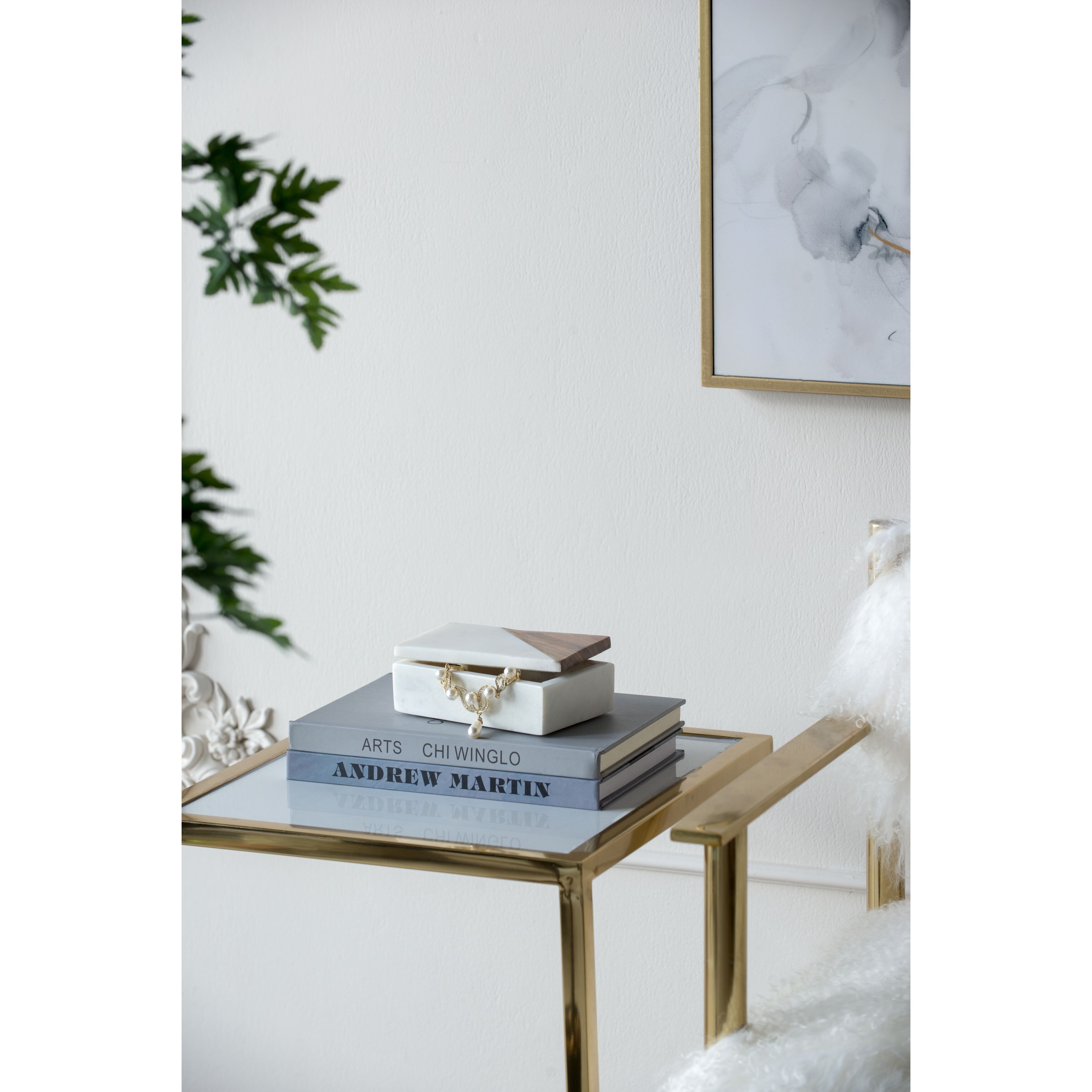 Anita 3.9 inch White/Brown Marble Boxes