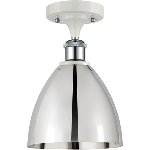 Ballston Dome 1 Light 8 inch White and Polished Chrome Semi-Flush Mount Ceiling Light