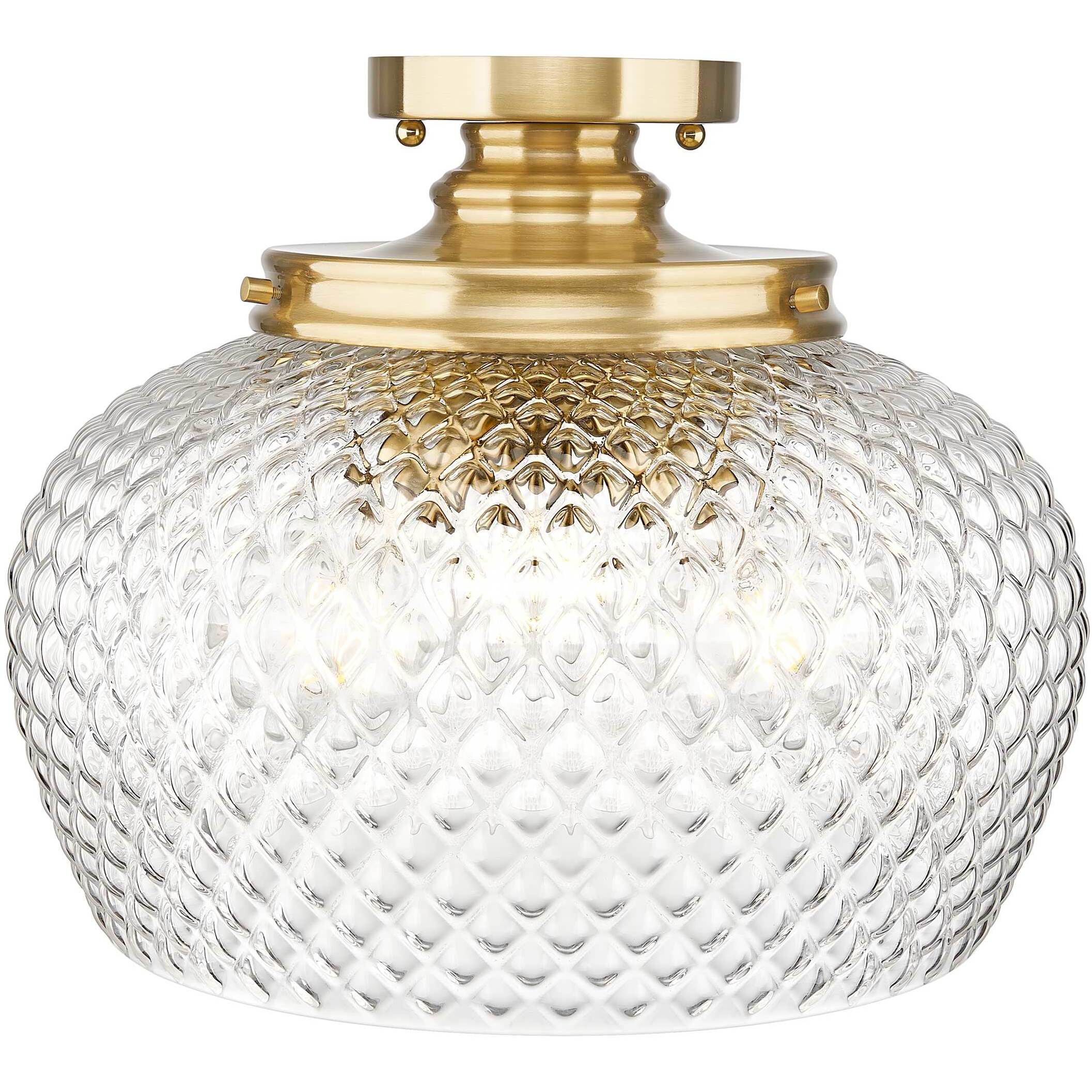 Adeline 3 Light 14 inch Modern Brushed Gold Semi-Flush Mount Ceiling Light