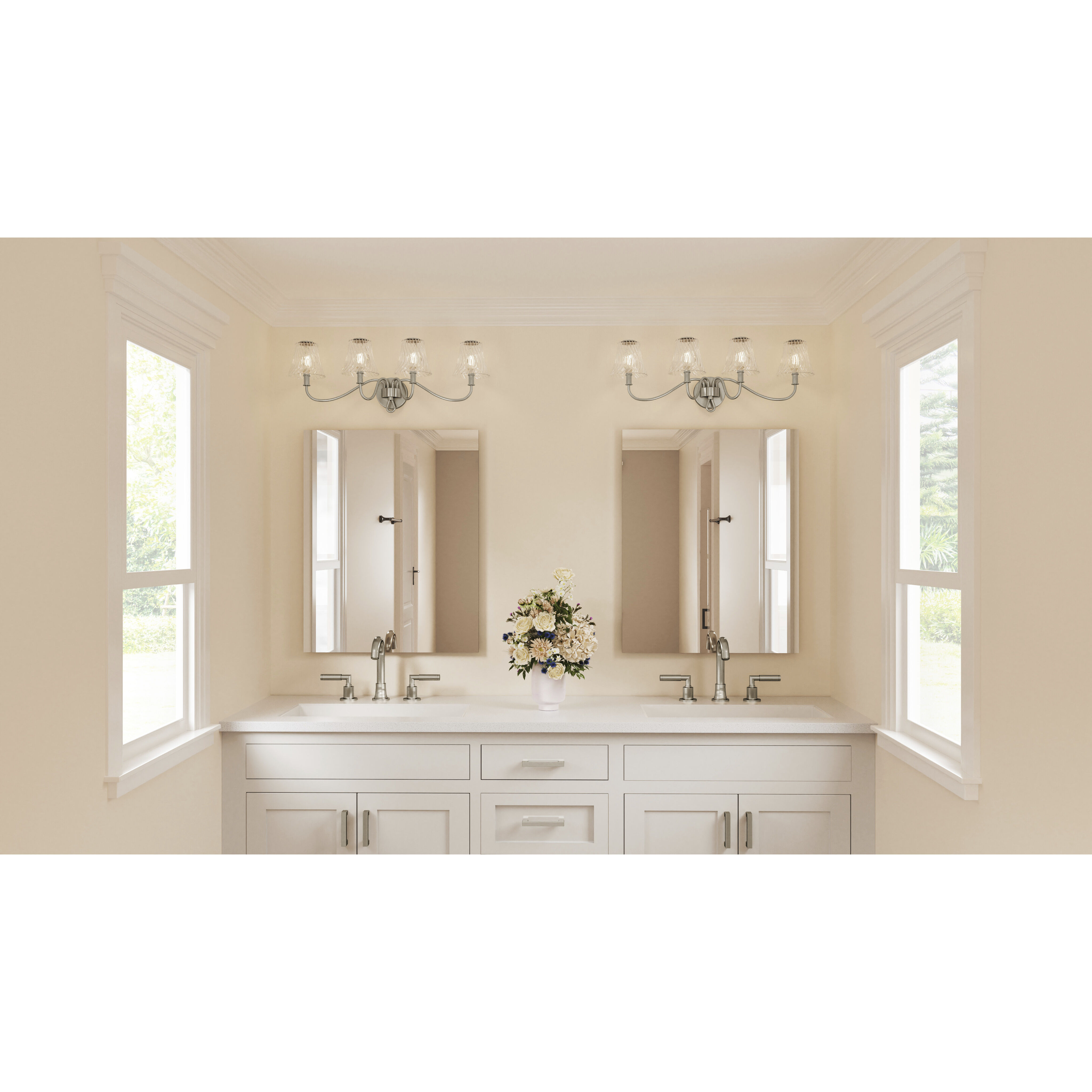 McKinney 4 Light 31 inch Brushed Nickel Bath Light Wall Light